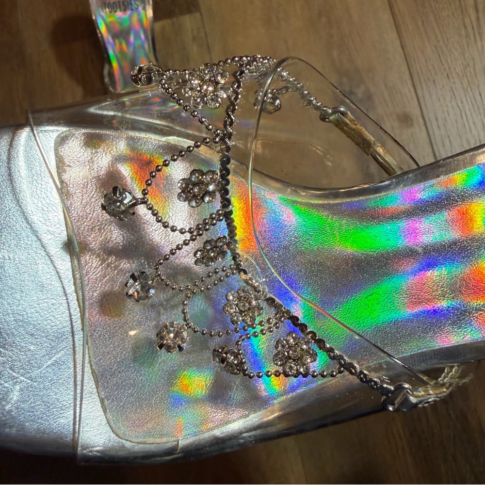 Vintage Y2K Cinderella Heels Clear Heeled Sandals Y2K High Heels Fairy Prom - Picture 8 of 14